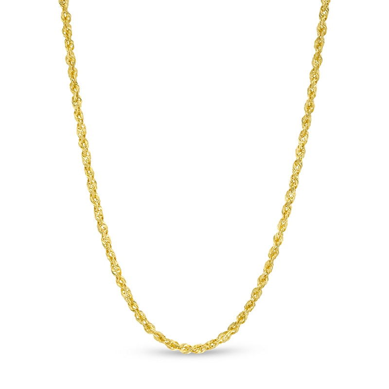 Main Image 1 of Previously Owned - Men's 2.4mm Diamond-Cut Glitter Rope Chain Necklace in 10K Gold - 22"