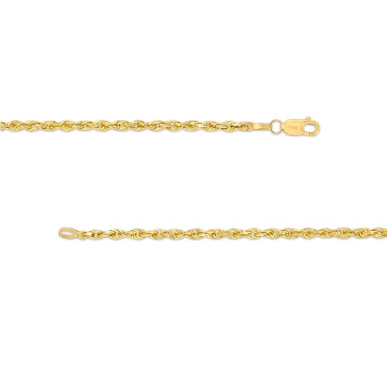 Previously Owned - Men's 2.4mm Diamond-Cut Glitter Rope Chain Necklace in 10K Gold - 22"