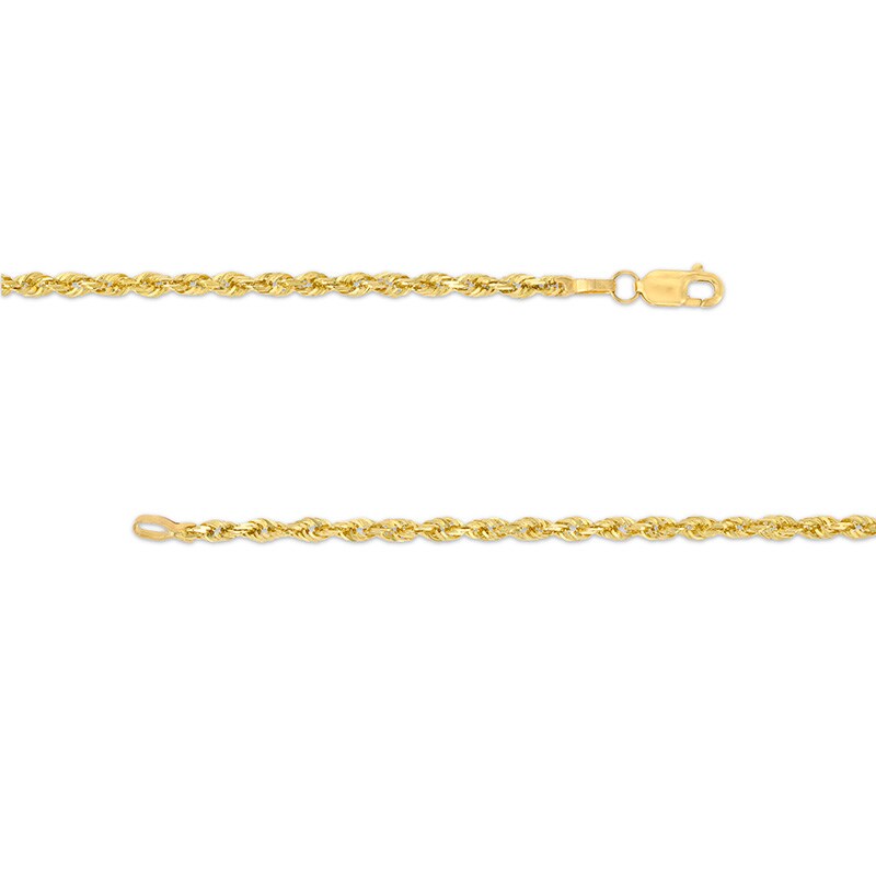 Main Image 2 of Previously Owned - Men's 2.4mm Diamond-Cut Glitter Rope Chain Necklace in 10K Gold - 22"
