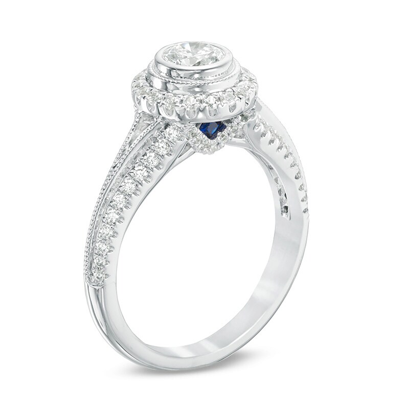 Main Image 2 of Previously Owned - Vera Wang Love Collection 1 CT. T.W. Diamond Frame Vintage-Style Engagement Ring in 14K White Gold