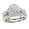 Thumbnail Image 1 of Previously Owned - 1/2 CT. T.W. Diamond Triple Frame Tri-Sides Vintage-Style Bridal Set in 10K White Gold