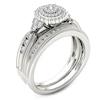 Thumbnail Image 2 of Previously Owned - 1/2 CT. T.W. Diamond Triple Frame Tri-Sides Vintage-Style Bridal Set in 10K White Gold