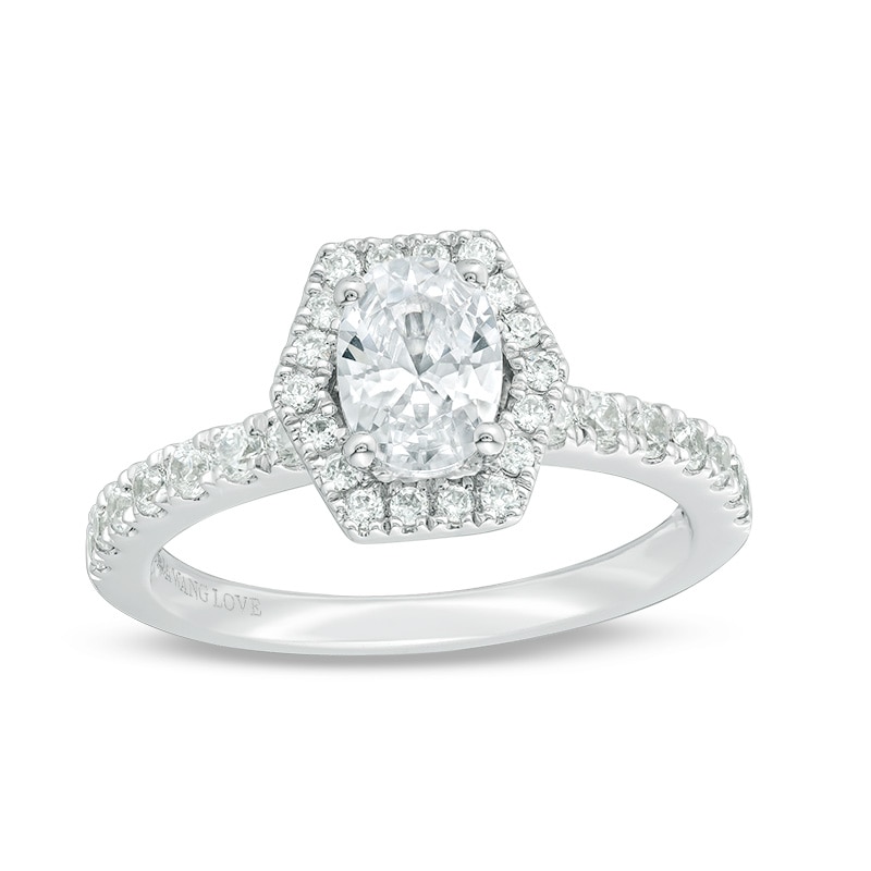Main Image 1 of Previously Owned - Vera Wang Love Collection 1-1/4 CT. T.W. Diamond Hexagonal Frame Engagement Ring in 14K White Gold