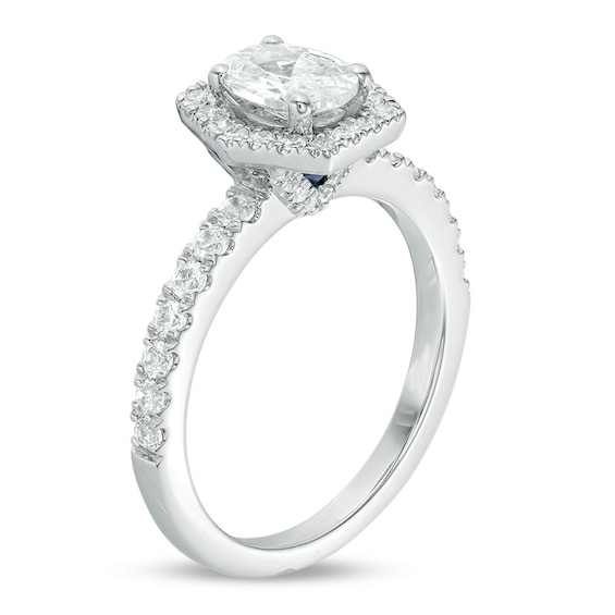Previously Owned - Vera Wang Love Collection 1-1/4 CT. T.w. Diamond Hexagonal Frame Engagement Ring in 14K White Gold
