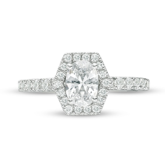 Previously Owned - Vera Wang Love Collection 1-1/4 CT. T.w. Diamond Hexagonal Frame Engagement Ring in 14K White Gold