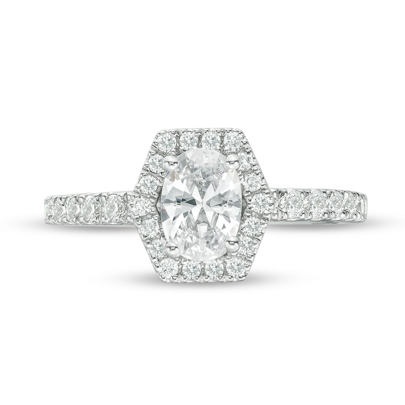 Main Image 4 of Previously Owned - Vera Wang Love Collection 1-1/4 CT. T.W. Diamond Hexagonal Frame Engagement Ring in 14K White Gold