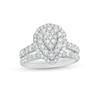 Thumbnail Image 1 of Previously Owned - 1-1/2 CT. T.W. Multi-Diamond Pear Diamond Scallop Frame Bridal Set in 10K White Gold