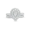 Thumbnail Image 4 of Previously Owned - 1-1/2 CT. T.W. Multi-Diamond Pear Diamond Scallop Frame Bridal Set in 10K White Gold