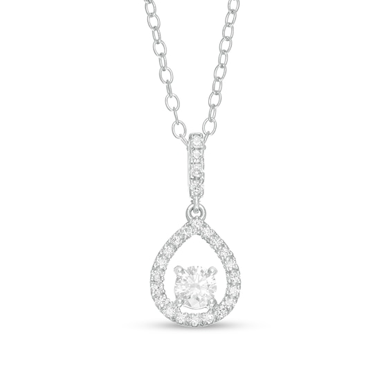 Previously Owned - 1/3 CT. T.w. Diamond Teardrop Outline Frame Pendant in 10K White Gold