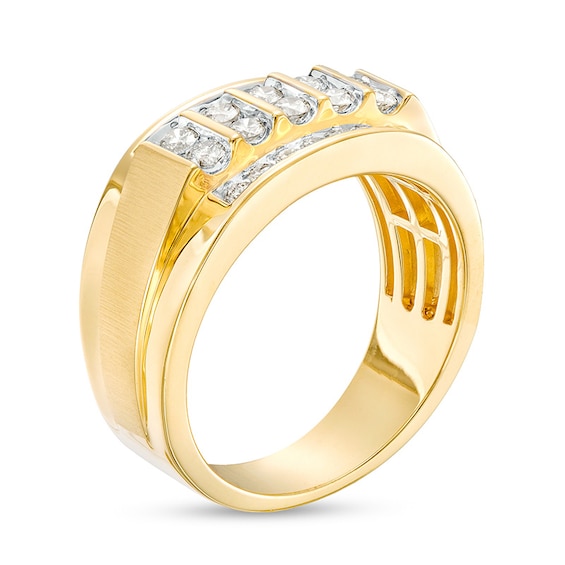Previously Owned - 3/4 CT. T.w. Diamond Four Row Satin Stepped Edge Ring in 10K Gold