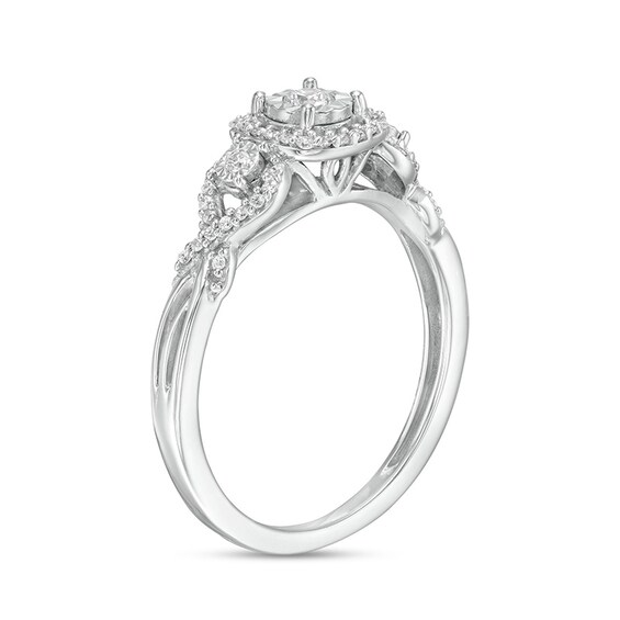 Previously Owned - 1/4 CT. T.w. Diamond Past Present FutureÂ® Frame Twist Shank Engagement Ring in 10K White Gold
