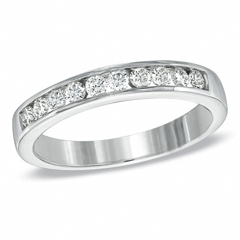 Main Image 1 of Previously Owned - 3/8 CT. T.W.  Diamond Wedding Band in 18K White Gold (H/VS2)