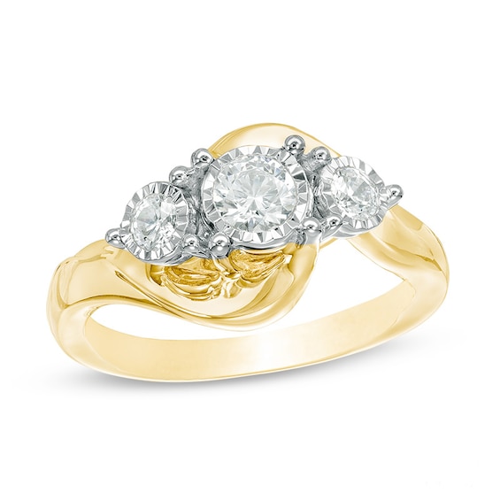 Previously Owned - 1/2 CT. T.w. Diamond Past Present Future® Engagement Ring in 10K Gold