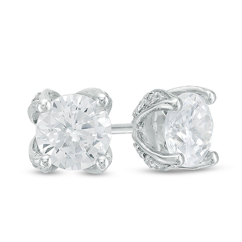 Main Image 1 of Previously Owned - 1 CT. T.W.  Diamond Solitaire Stud Earrings in 14K White Gold (I/I2)
