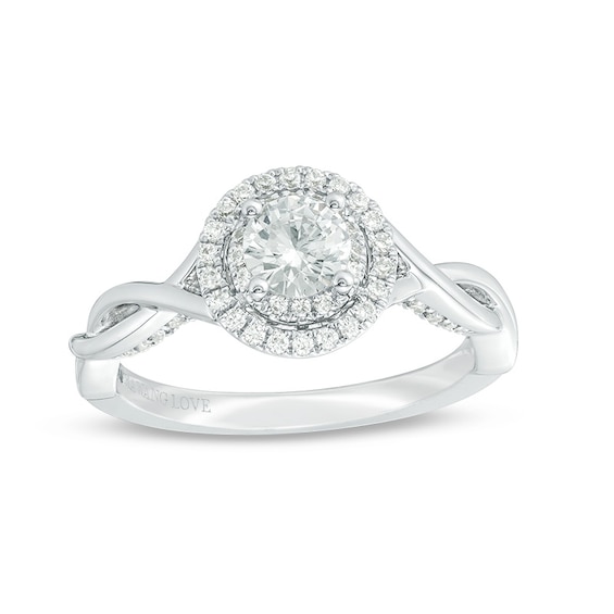 Previously Owned - Vera Wang Love Collection 3/4 CT. T.w. Diamond Double Frame Twist Engagement Ring in 14K White Gold