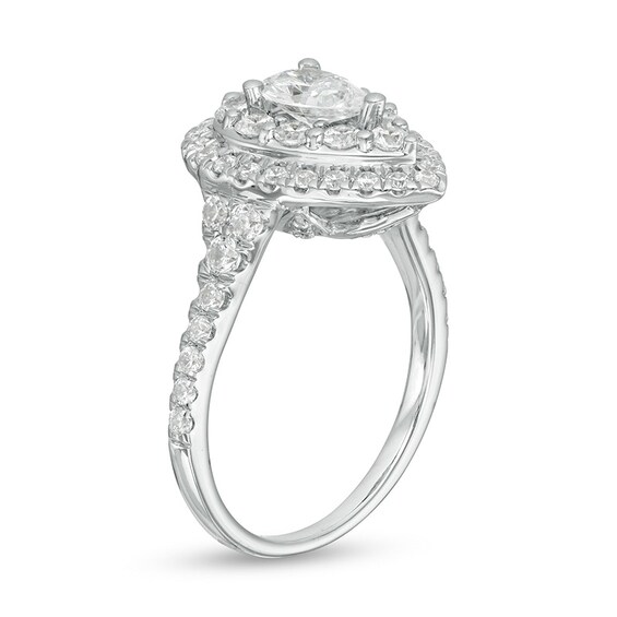 Previously Owned Love's Destiny by Peoples 1-3/4 CT. T.w. Pear-Shaped Diamond Frame Engagement Ring in 14K White Gold