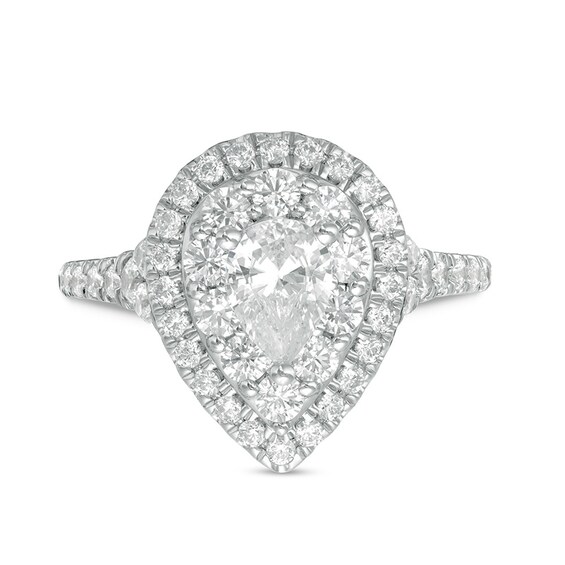 Previously Owned Love's Destiny by Peoples 1-3/4 CT. T.w. Pear-Shaped Diamond Frame Engagement Ring in 14K White Gold
