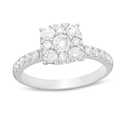 Previously Owned - 1 CT. T.W. Diamond Cushion Frame Engagement Ring in 14K White Gold