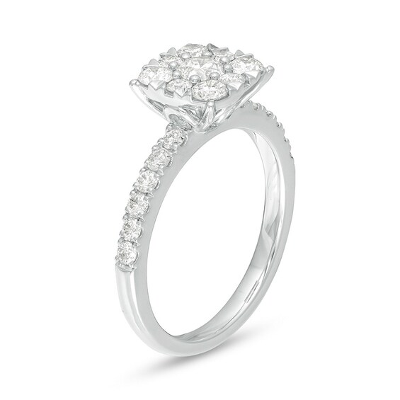 Previously Owned - 1 CT. T.w. Diamond Cushion Frame Engagement Ring in 14K White Gold