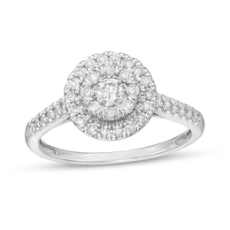 Previously Owned - 1/2 CT. T.W. Composite Diamond Frame Engagement Ring in 10K White Gold