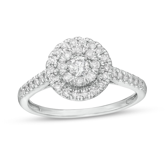 Previously Owned - 1/2 CT. T.w. Composite Diamond Frame Engagement Ring in 10K White Gold