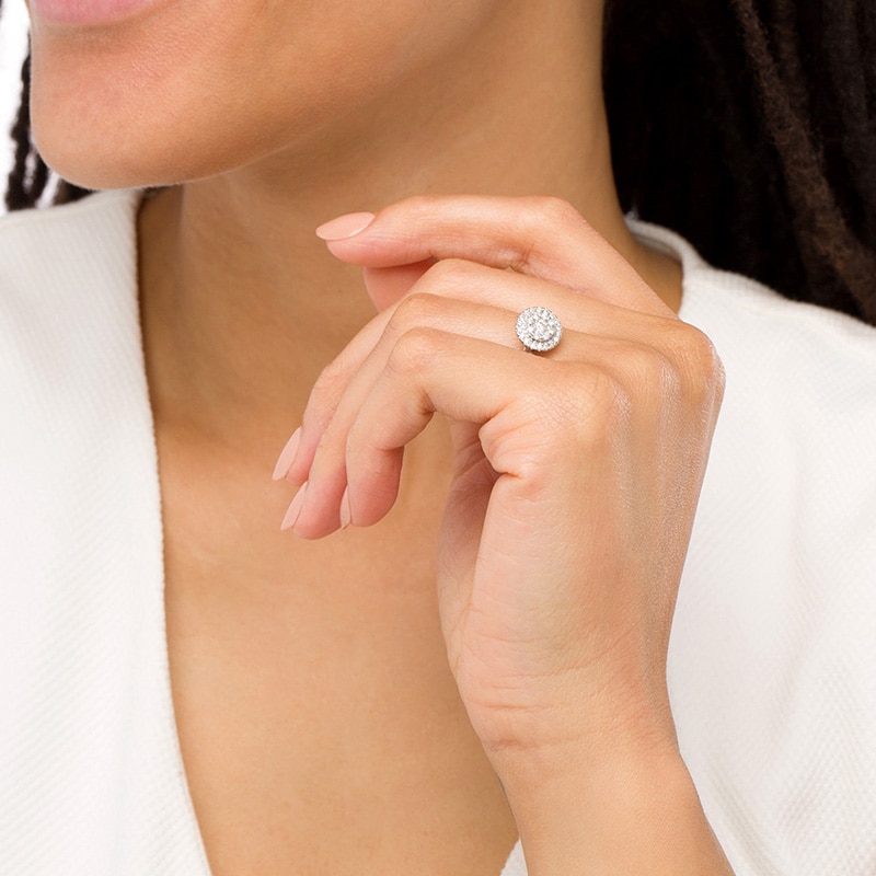 Main Image 2 of Previously Owned - 1/2 CT. T.W. Composite Diamond Frame Engagement Ring in 10K White Gold