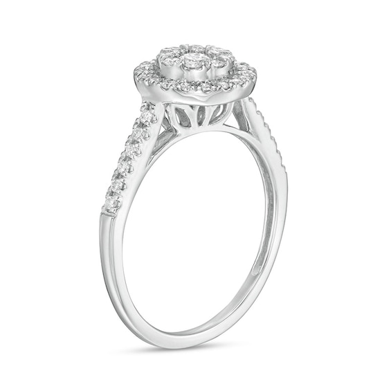 Previously Owned - 1/2 CT. T.w. Composite Diamond Frame Engagement Ring in 10K White Gold