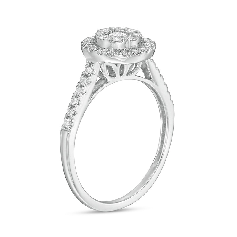 Main Image 3 of Previously Owned - 1/2 CT. T.W. Composite Diamond Frame Engagement Ring in 10K White Gold