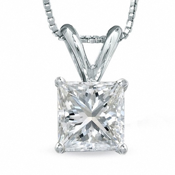 Previously Owned - 1 CT. Princess-Cut Diamond Solitaire Pendant in Platinum