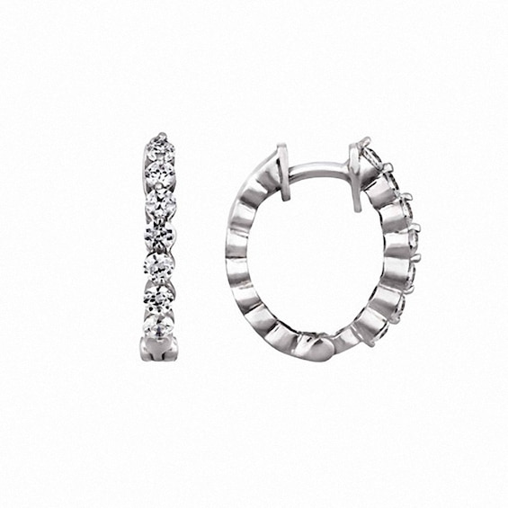 Previously Owned - 1/2 CT. T.w. Diamond Hoop Earrings in 14K White Gold
