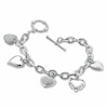 Thumbnail Image 1 of Previously Owned - 1/5 CT. T.W. Diamond Heart Assorted Charm Bracelet in Sterling Silver