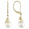 Thumbnail Image 1 of Previously Owned-6.0-6.5mm Freshwater Cultured Pearl Coil Drop Earrings in 10K Gold