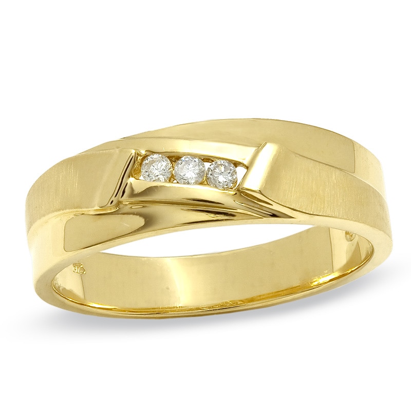 Main Image 1 of Previously Owned - Men's 1/10 CT. T.W. Diamond Wedding Band in 14K Gold