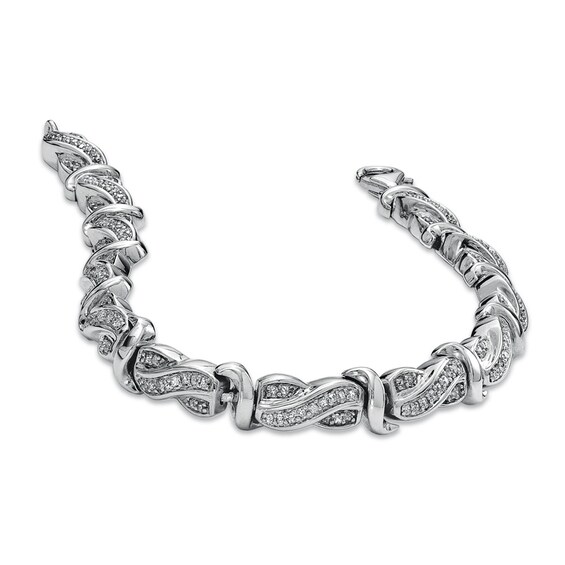 Previously Owned - 1 CT. T.w. Princess-Cut Diamond Swirl Line Bracelet in Sterling Silver