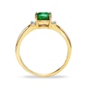 Thumbnail Image 2 of Previously Owned - 6.0mm Cushion-Cut Lab-Created Emerald and Diamond Accent Ring in 10K Gold