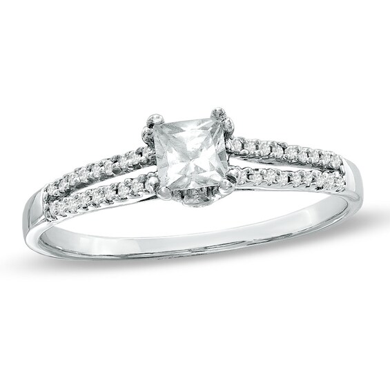 Previously Owned - 1/3 CT. T.w. Princess-Cut Diamond Split Shank Engagement Ring in 10K White Gold