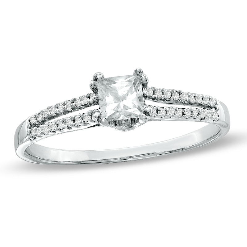 Main Image 1 of Previously Owned - 1/3 CT. T.W. Princess-Cut Diamond Split Shank Engagement Ring in 10K White Gold