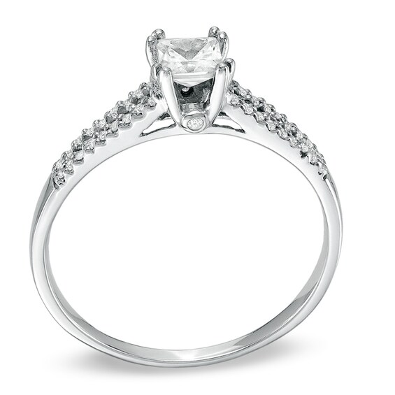Previously Owned - 1/3 CT. T.w. Princess-Cut Diamond Split Shank Engagement Ring in 10K White Gold