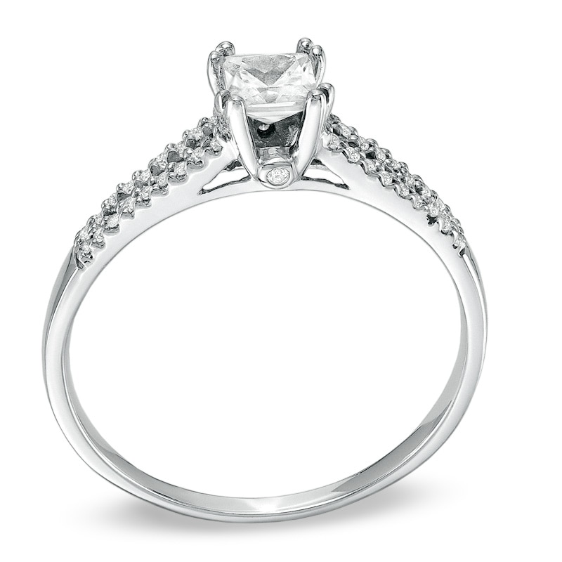 Main Image 2 of Previously Owned - 1/3 CT. T.W. Princess-Cut Diamond Split Shank Engagement Ring in 10K White Gold