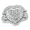 Thumbnail Image 1 of Previously Owned - 5/8 CT. T.W. Diamond Double Frame Heart Ring in 10K White Gold
