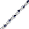 Thumbnail Image 1 of Previously Owned - Pear-Shaped Lab-Created Blue Sapphire and 1/10 CT. T.W. Diamond Bracelet in Sterling Silver
