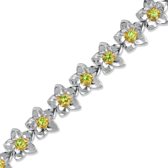 Previously Owned - Peridot Flower Bracelet in Sterling Silver