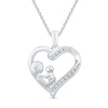 Thumbnail Image 1 of Previously Owned - Diamond Accent Motherly Love Heart Pendant in Sterling Silver