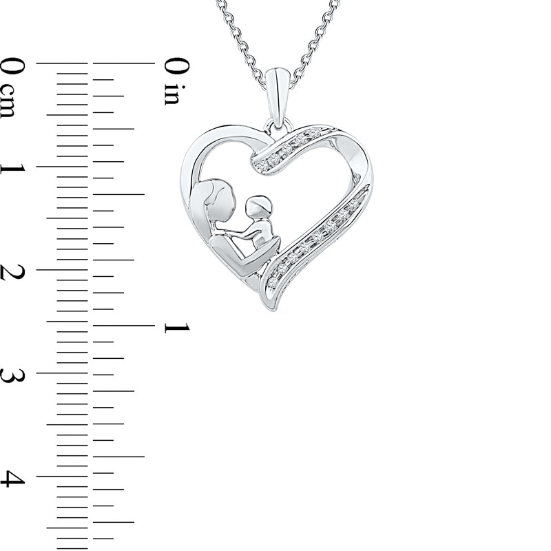 Main Image 2 of Previously Owned - Diamond Accent Motherly Love Heart Pendant in Sterling Silver