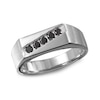 Thumbnail Image 1 of Previously Owned - 1/4 CT. T.W. Black Diamond Slant Band in 10K White Gold