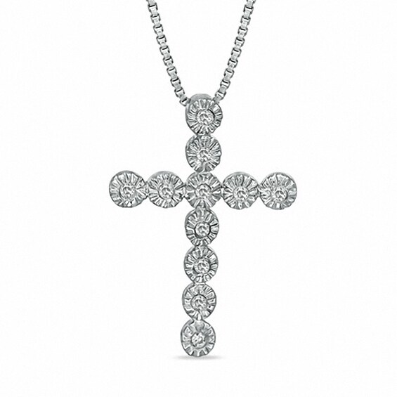 Previously Owned - 1/20 CT. T.w. Diamond Cross Pendant in Sterling Silver