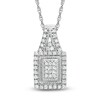 Thumbnail Image 1 of Previously Owned - 1/3 CT. T.W. Princess-Cut Diamond Cluster Rectangular Frame Pendant in Sterling Silver