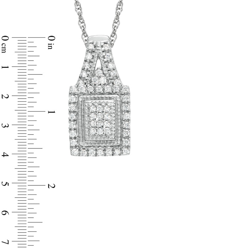 Main Image 2 of Previously Owned - 1/3 CT. T.W. Princess-Cut Diamond Cluster Rectangular Frame Pendant in Sterling Silver
