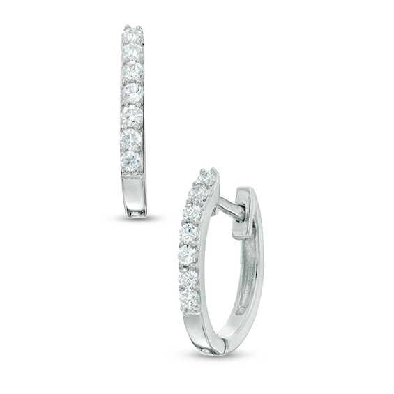 Previously Owned - 1/4 CT. T.w. Diamond Hoop Earrings in Sterling Silver