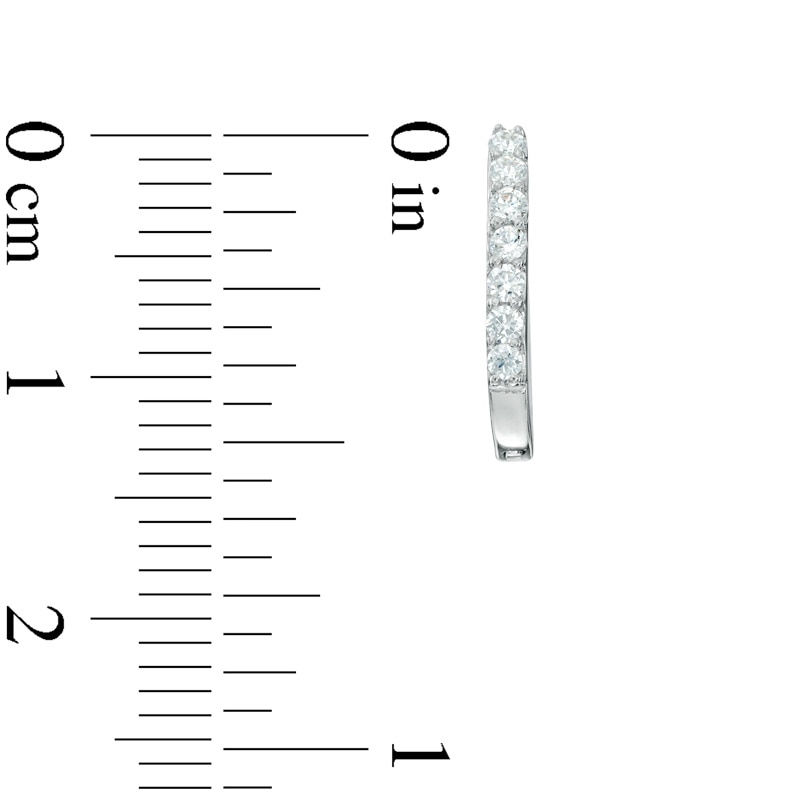 Main Image 2 of Previously Owned - 1/4 CT. T.W. Diamond Hoop Earrings in Sterling Silver